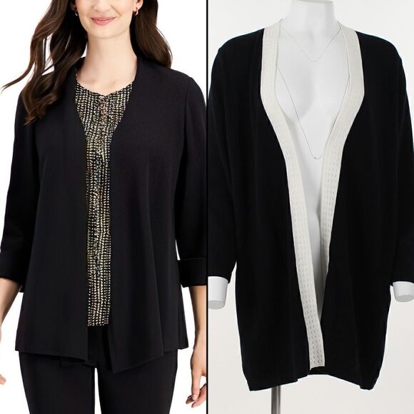 Kasper Open-Front Cardigan Jacket  - Picture 1 of 5